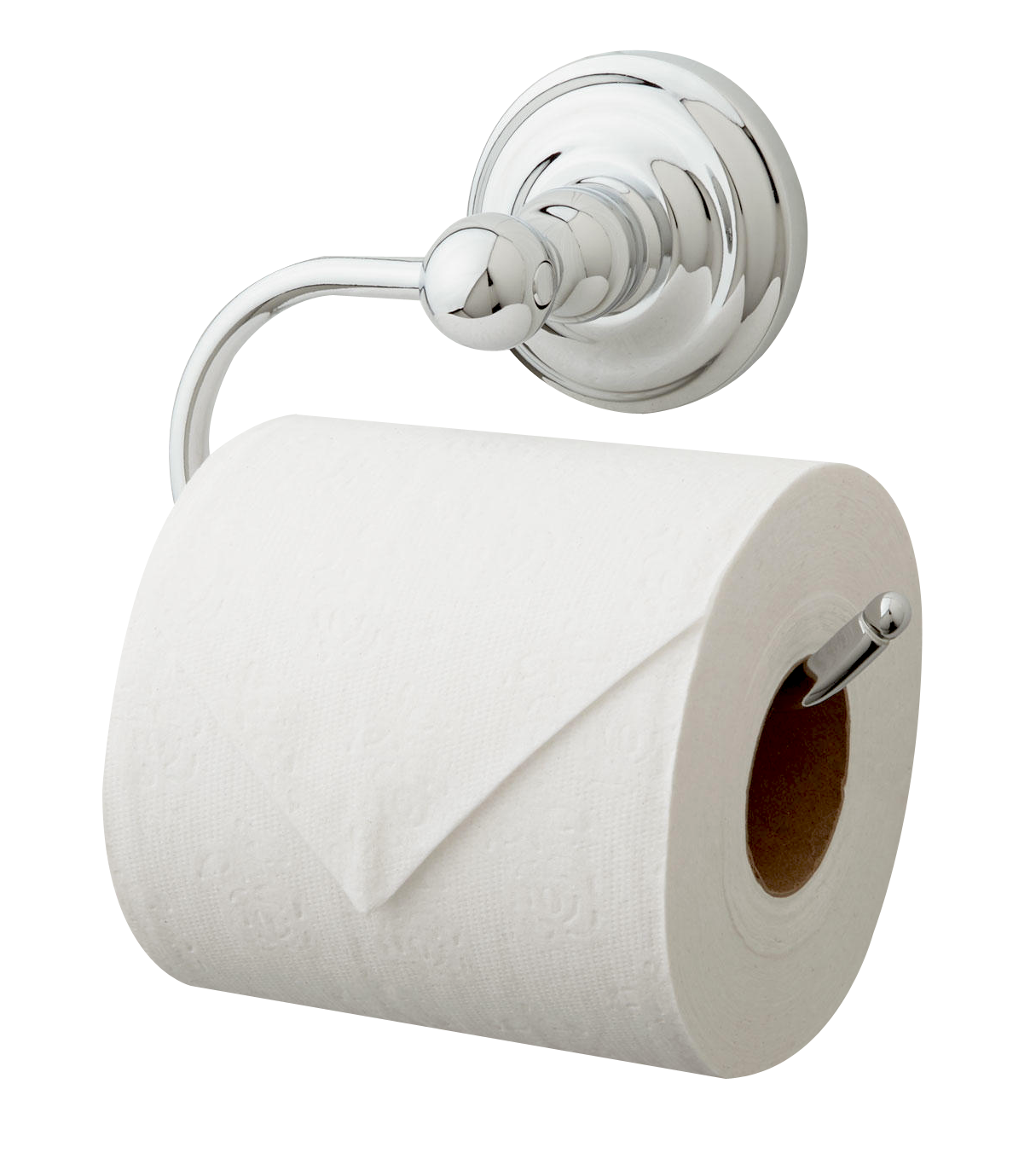 A Roll Of Toilet Paper On A Metal Holder