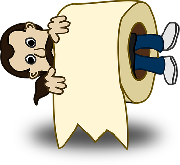 Cartoon A Cartoon Of A Man Holding A Roll Of Toilet Paper