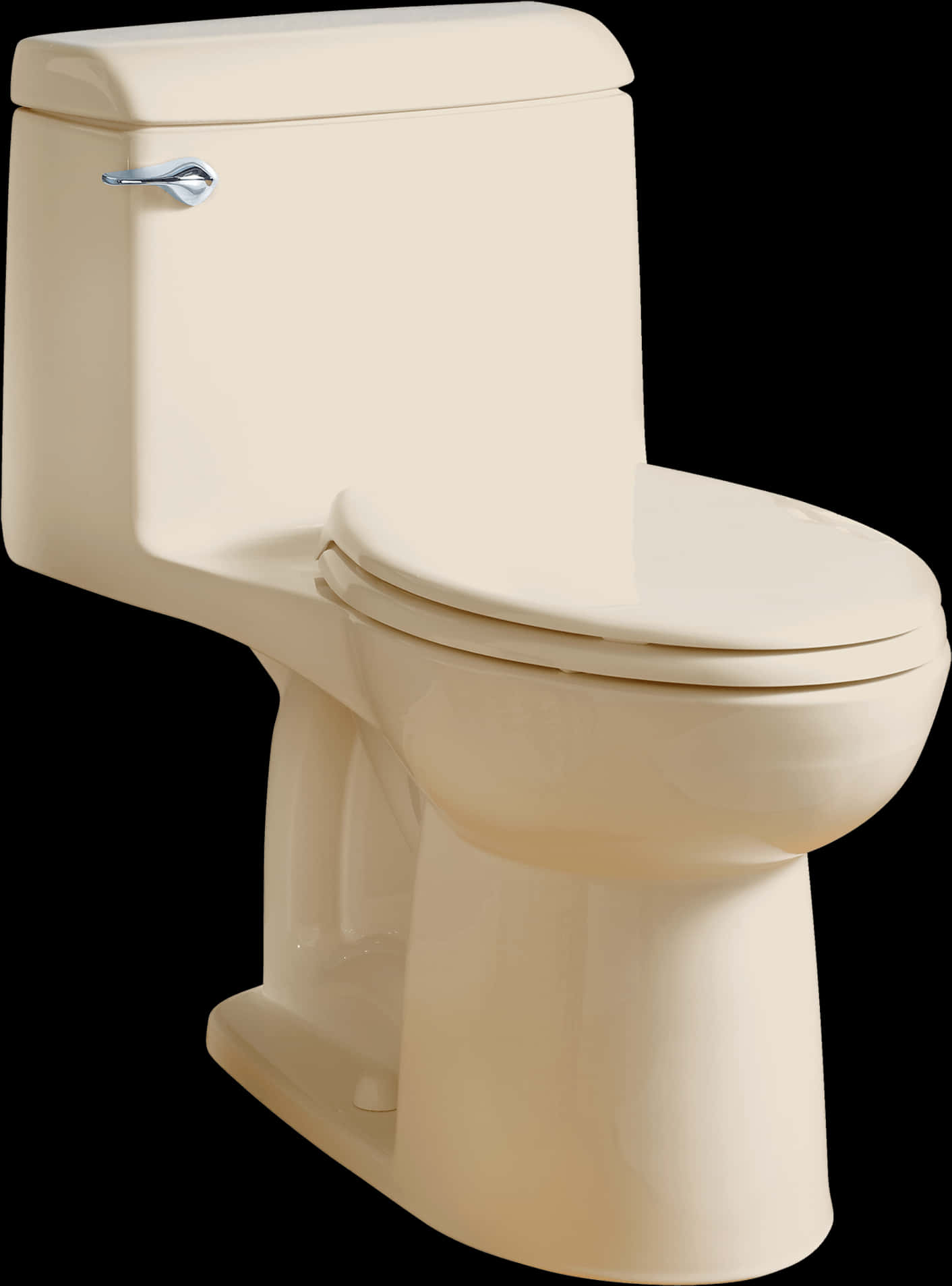 A White Toilet With A Silver Handle