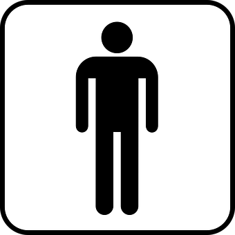 A Black And White Sign With A Person In The Middle