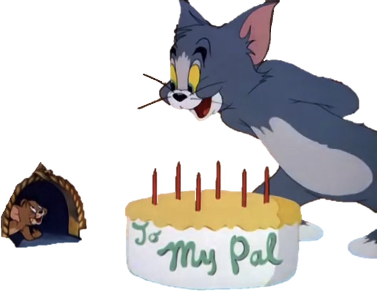 Cartoon Cat And A Cake