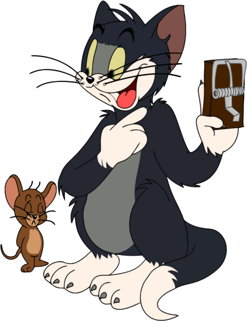Cartoon Cat Holding A Mouse Trap
