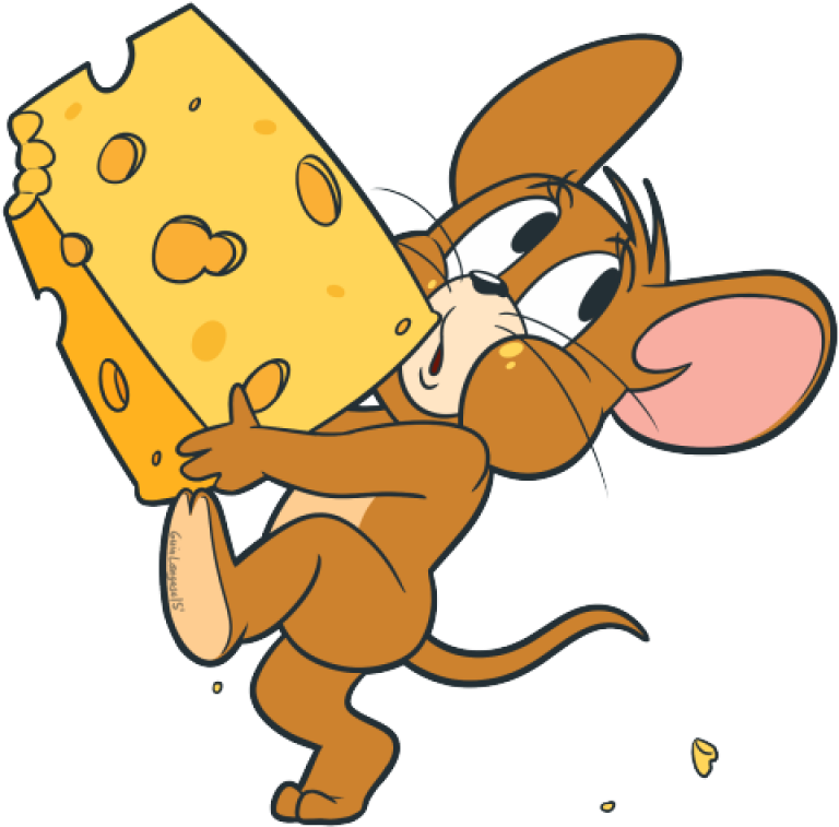 Cartoon Mouse Holding A Piece Of Cheese