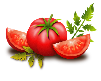 A Tomato And Slices Of Tomato