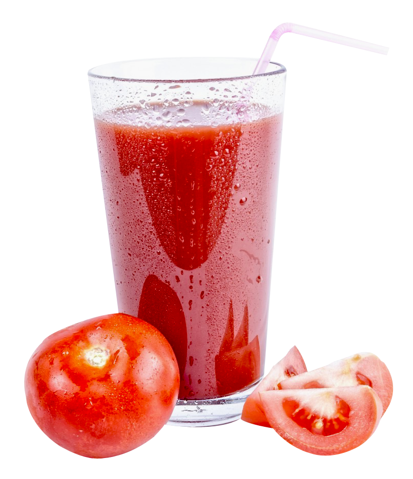 A Glass Of Tomato Juice And A Tomato Slice