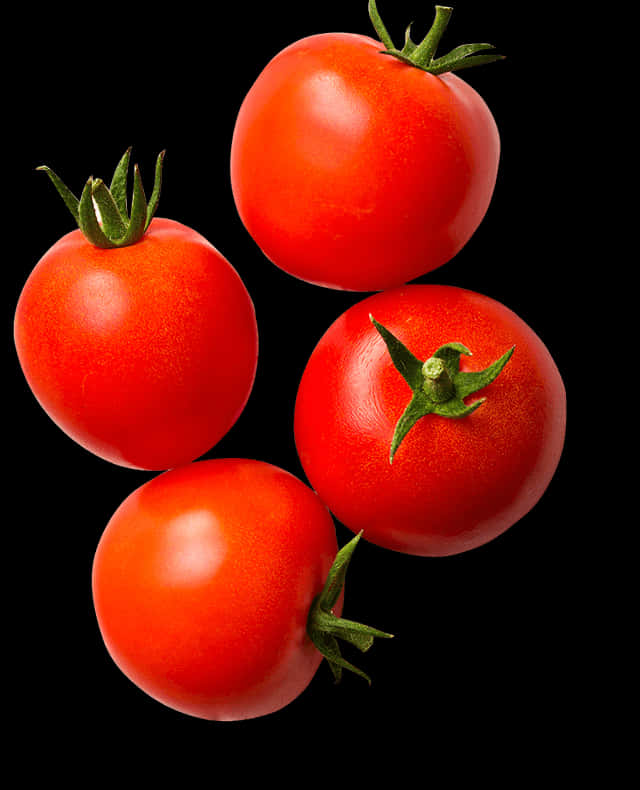 A Group Of Tomatoes On A Black Background