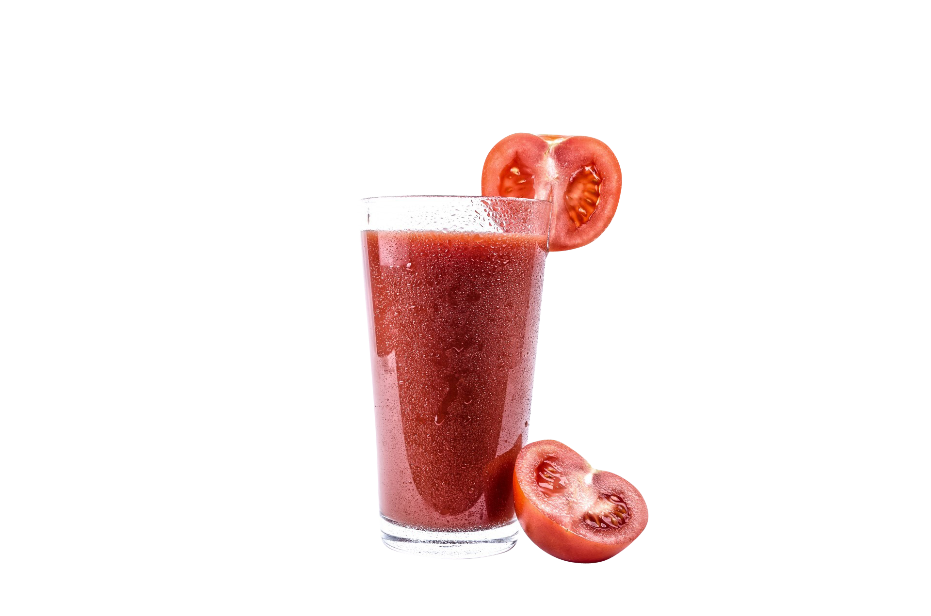 A Glass Of Tomato Juice And A Slice Of Tomato