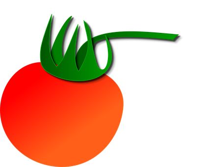 A Tomato With A Green Leaf On Top