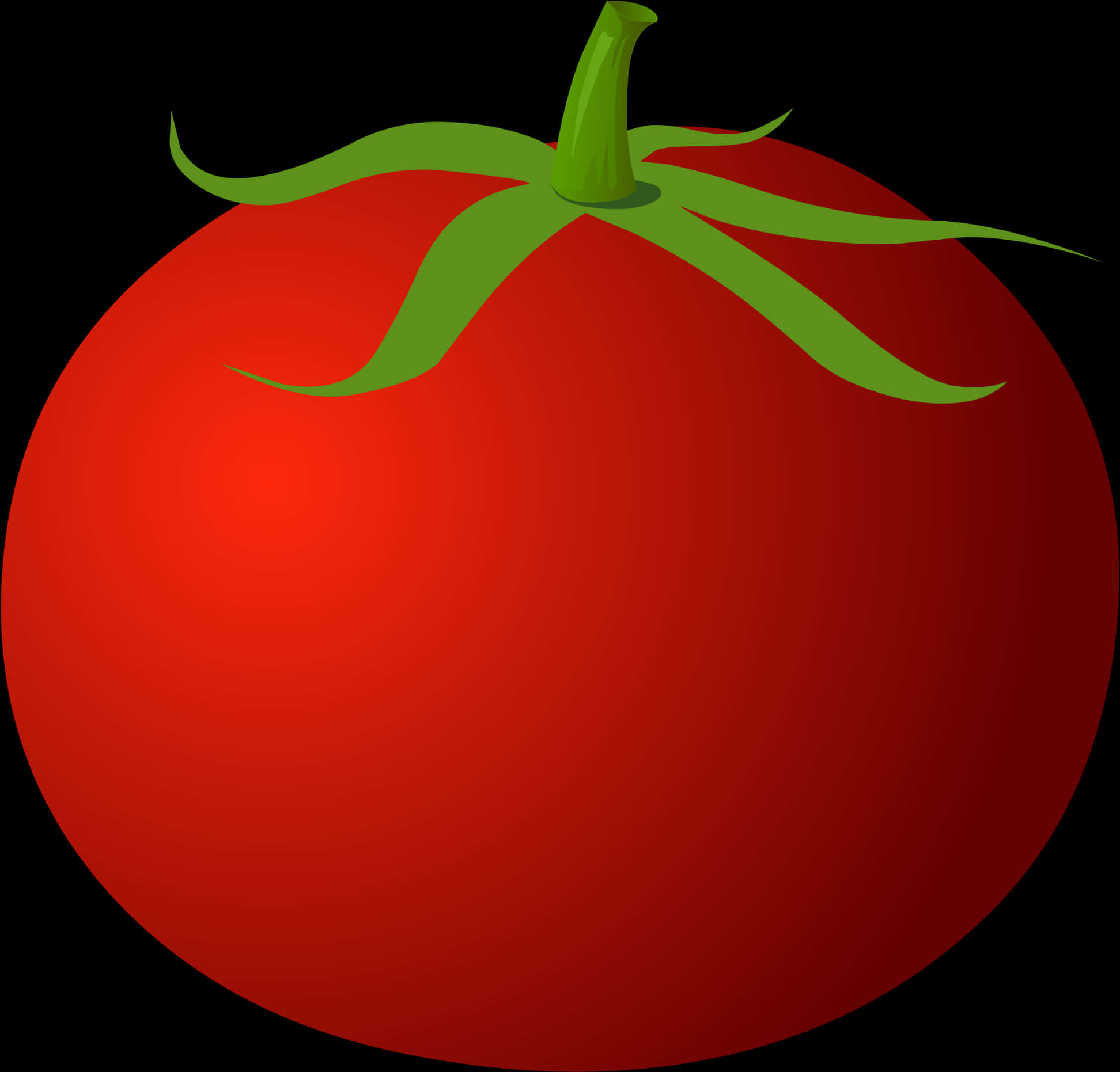 A Red Tomato With Green Stem