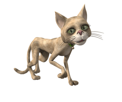A Cartoon Cat With Green Eyes