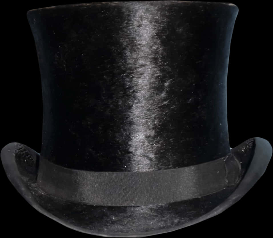 A Black Top Hat With A Black Ribbon