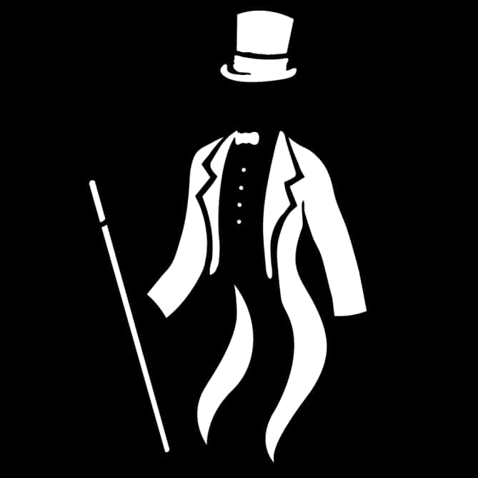 A White Silhouette Of A Man In A Top Hat And Tuxedo