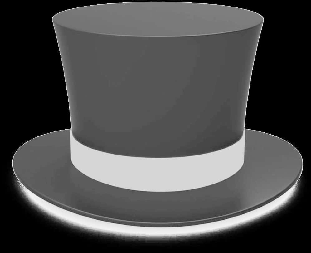 A Black Top Hat With A White Band