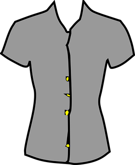 A Grey Shirt With Yellow Buttons