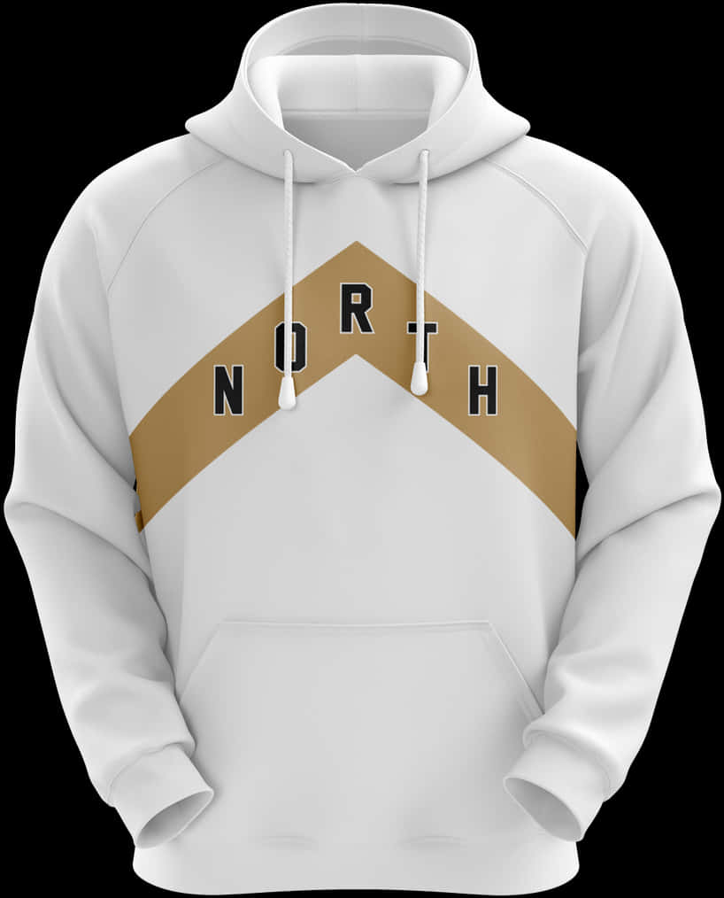 A White Hoodie With A Gold Triangle Design