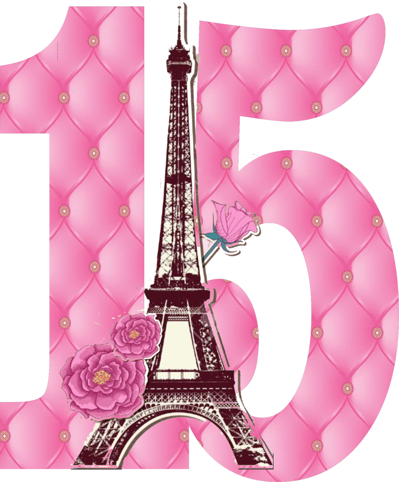 A Pink Number With A Tower And Flowers