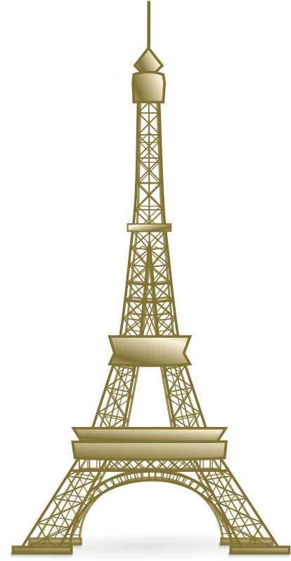A Gold Metal Tower With A Black Background With Eiffel Tower In The Background