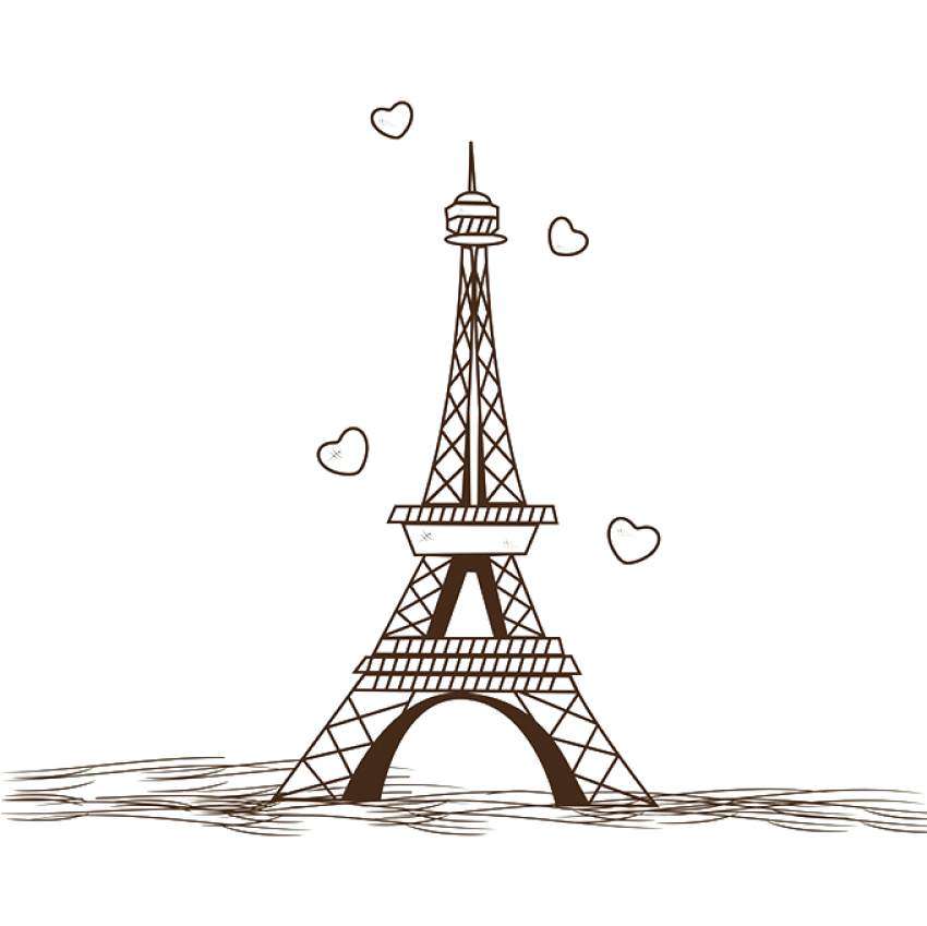 A Eiffel Tower With Hearts On Top With Eiffel Tower In The Background