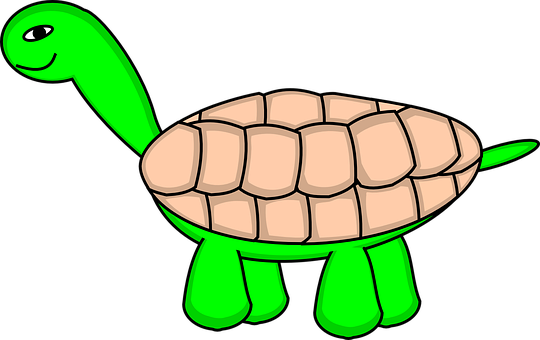 A Cartoon Turtle With A Shell And Tail