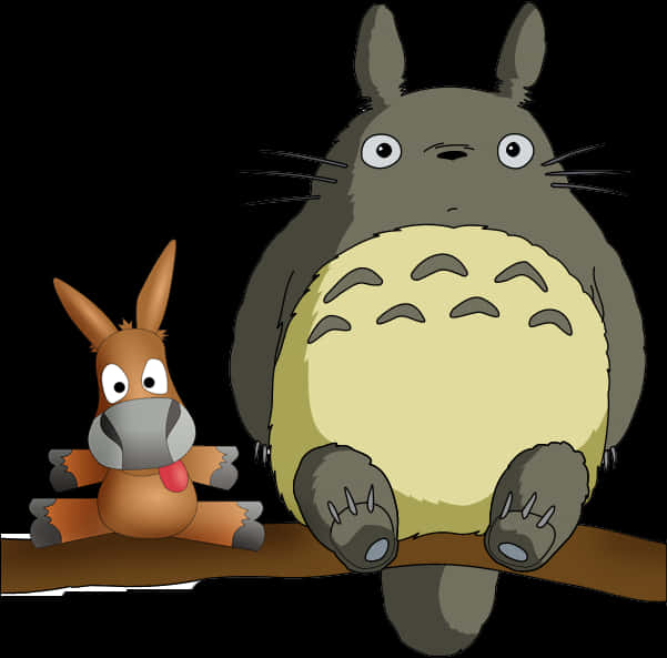 A Cartoon Of A Stuffed Animal And A Large Fat Animal