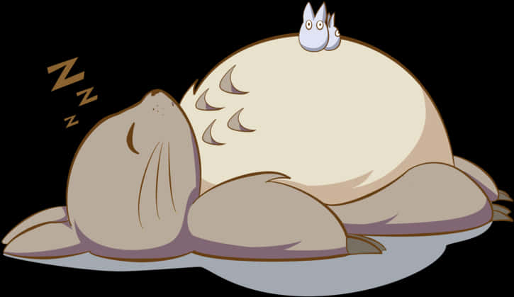 A Cartoon Of A Seal Sleeping