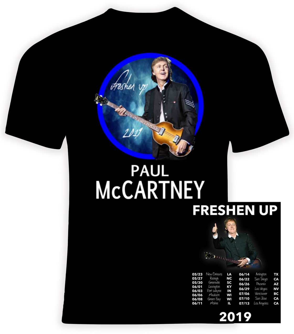 A Black Shirt With A Picture Of A Man Holding A Guitar