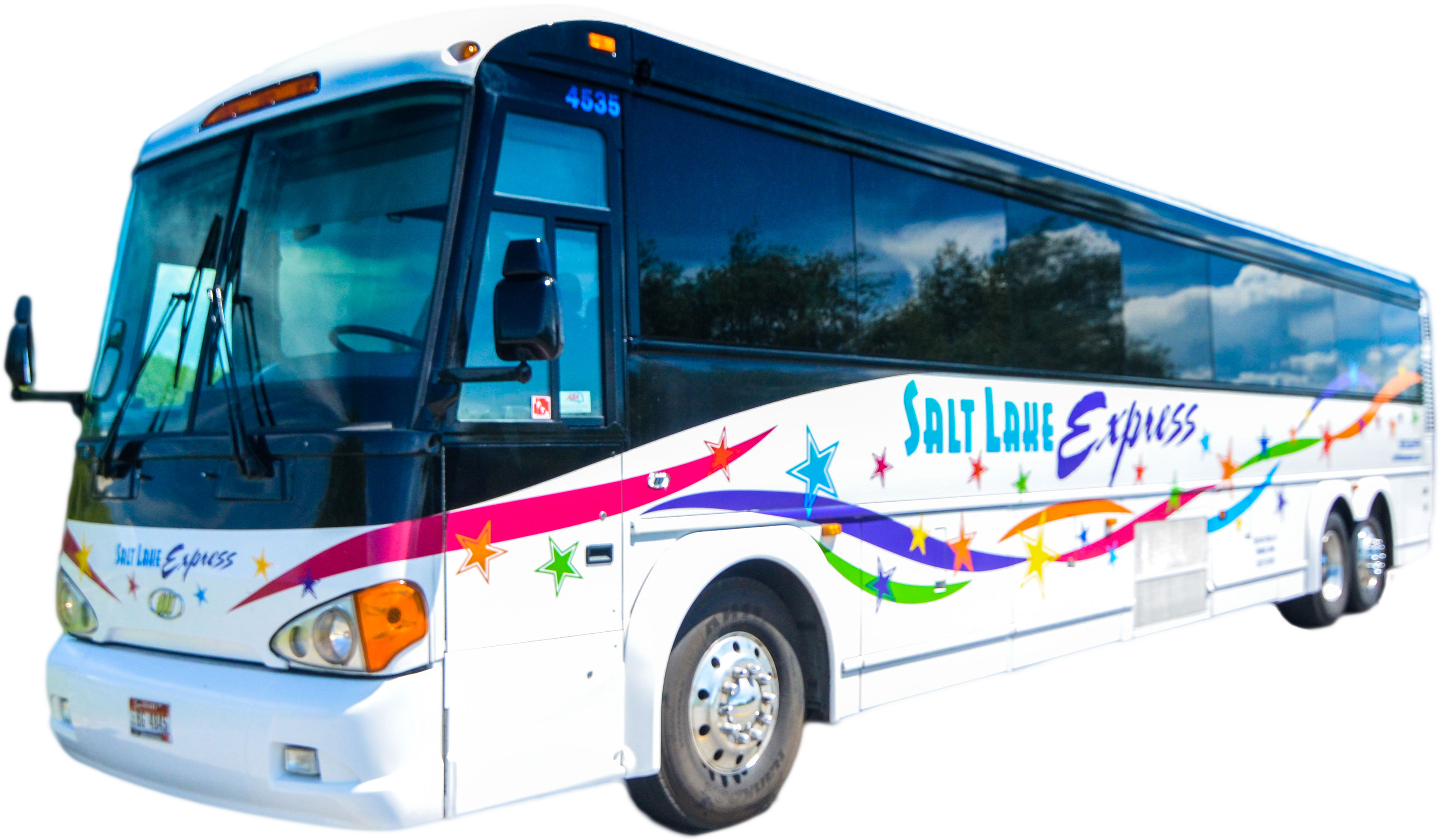 A White Bus With Colorful Decals