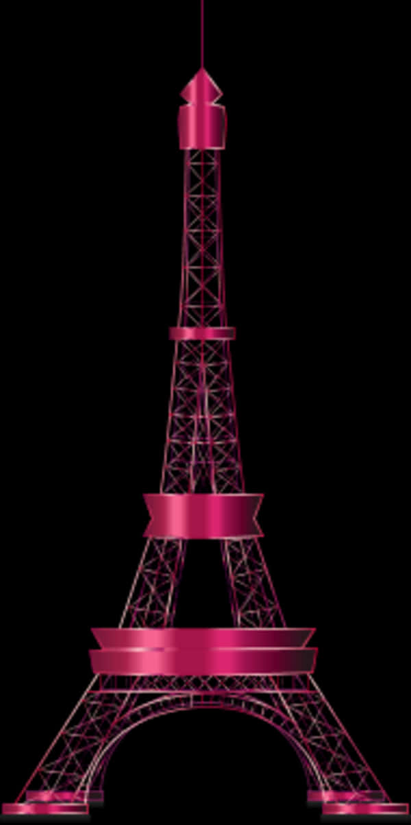 A Pink Metal Tower With A Black Background With Eiffel Tower In The Background