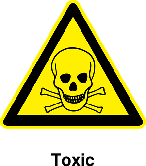 A Yellow Triangle With A Skull And Crossbones On It
