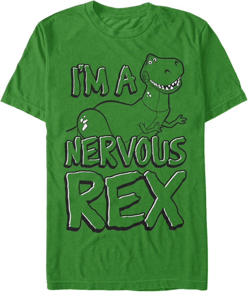 A Green T-shirt With A Cartoon Dinosaur On It