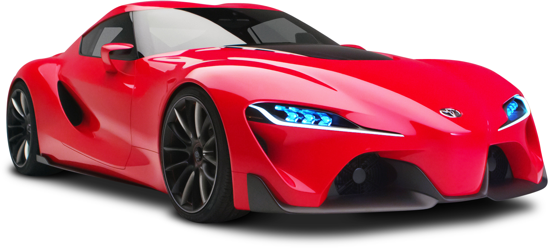 A Red Sports Car With Blue Lights
