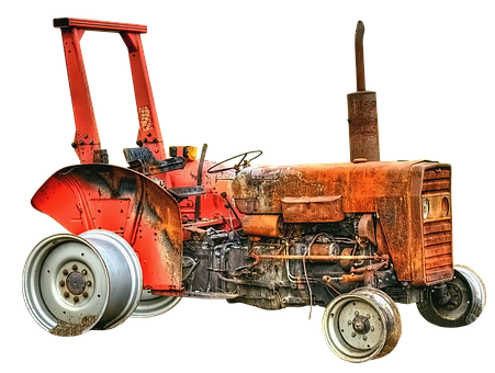 A Rusted Tractor With Wheels