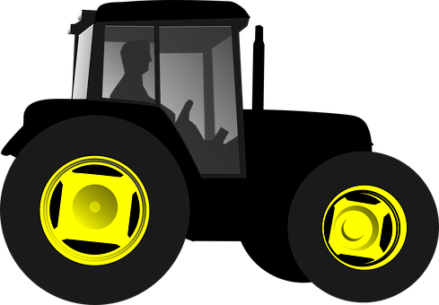 A Tractor With Yellow Rims