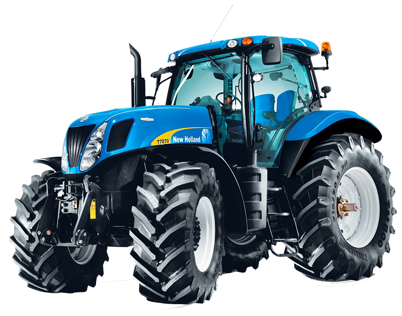 A Blue Tractor With Large Wheels