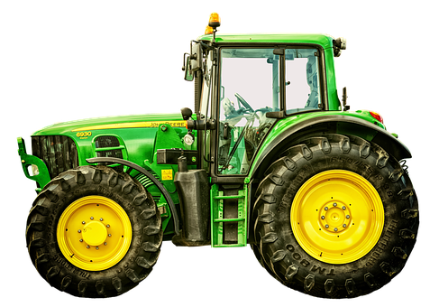 A Green Tractor With Yellow Wheels