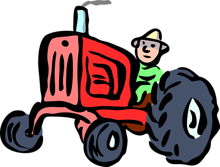 A Cartoon Of A Man Driving A Tractor
