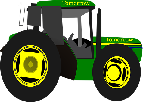 A Green Tractor With Yellow Lettering