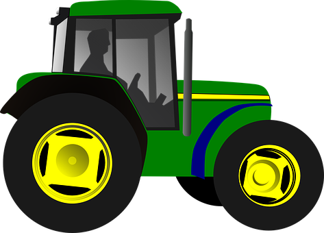 A Green Tractor With Yellow Rims