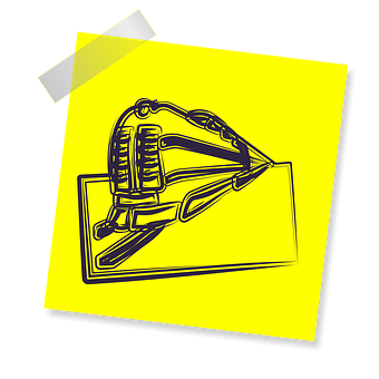 A Yellow Post It Note With A Microphone On It