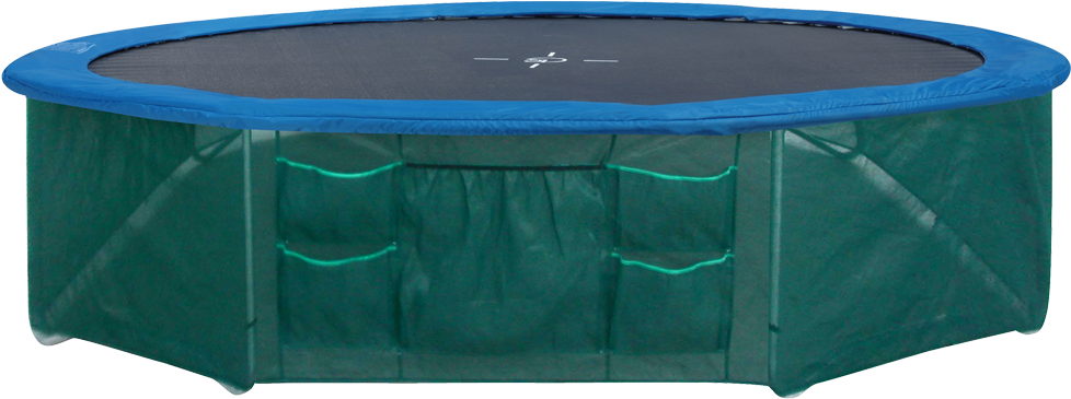 A Trampoline With A Blue Cover