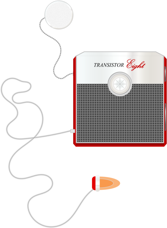 A Red And White Rectangular Object With A Cord Attached To It