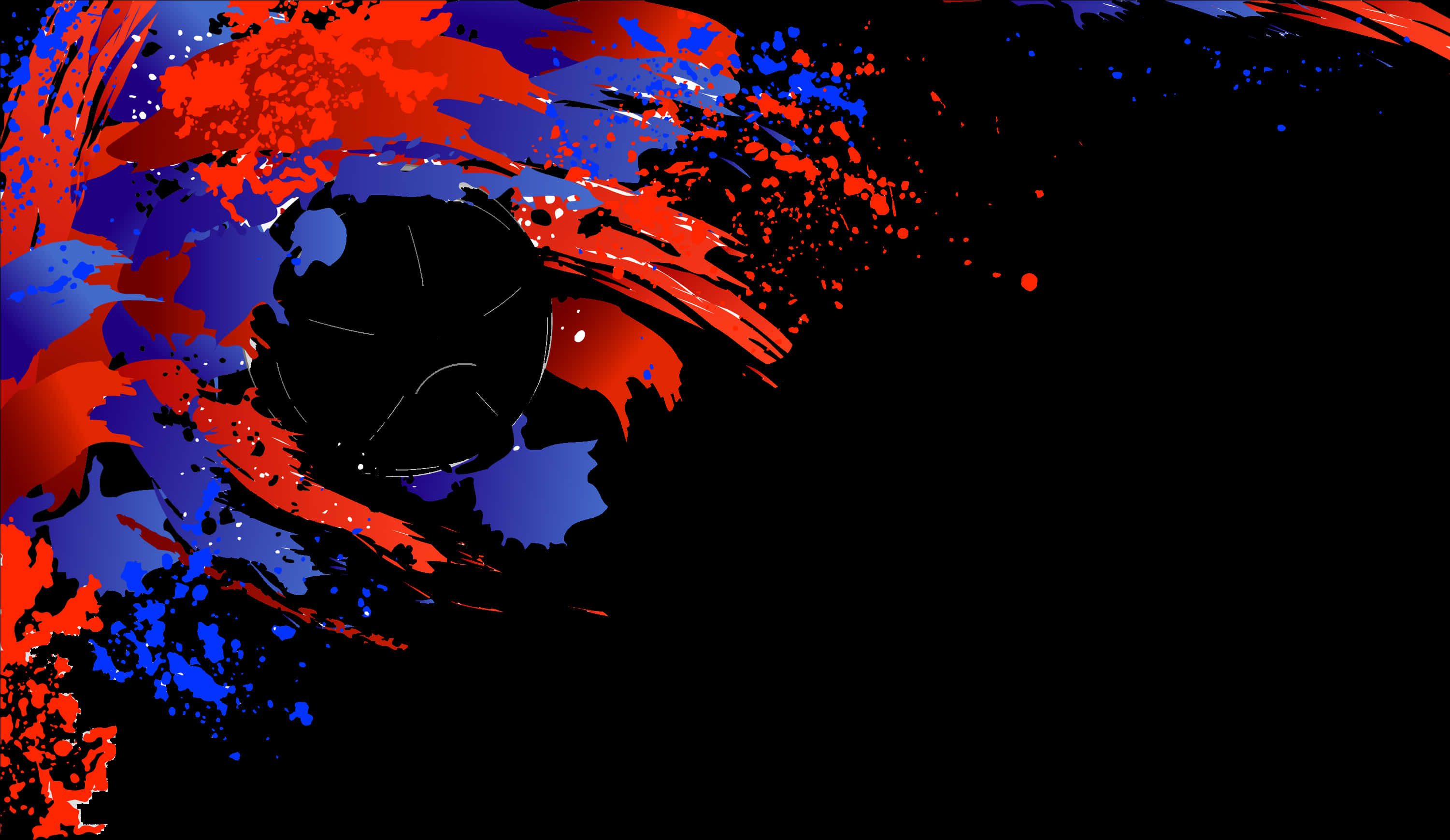 A Red And Blue Paint Splatter On A Black Background