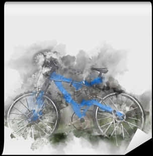 A Blue Bicycle With Smoke