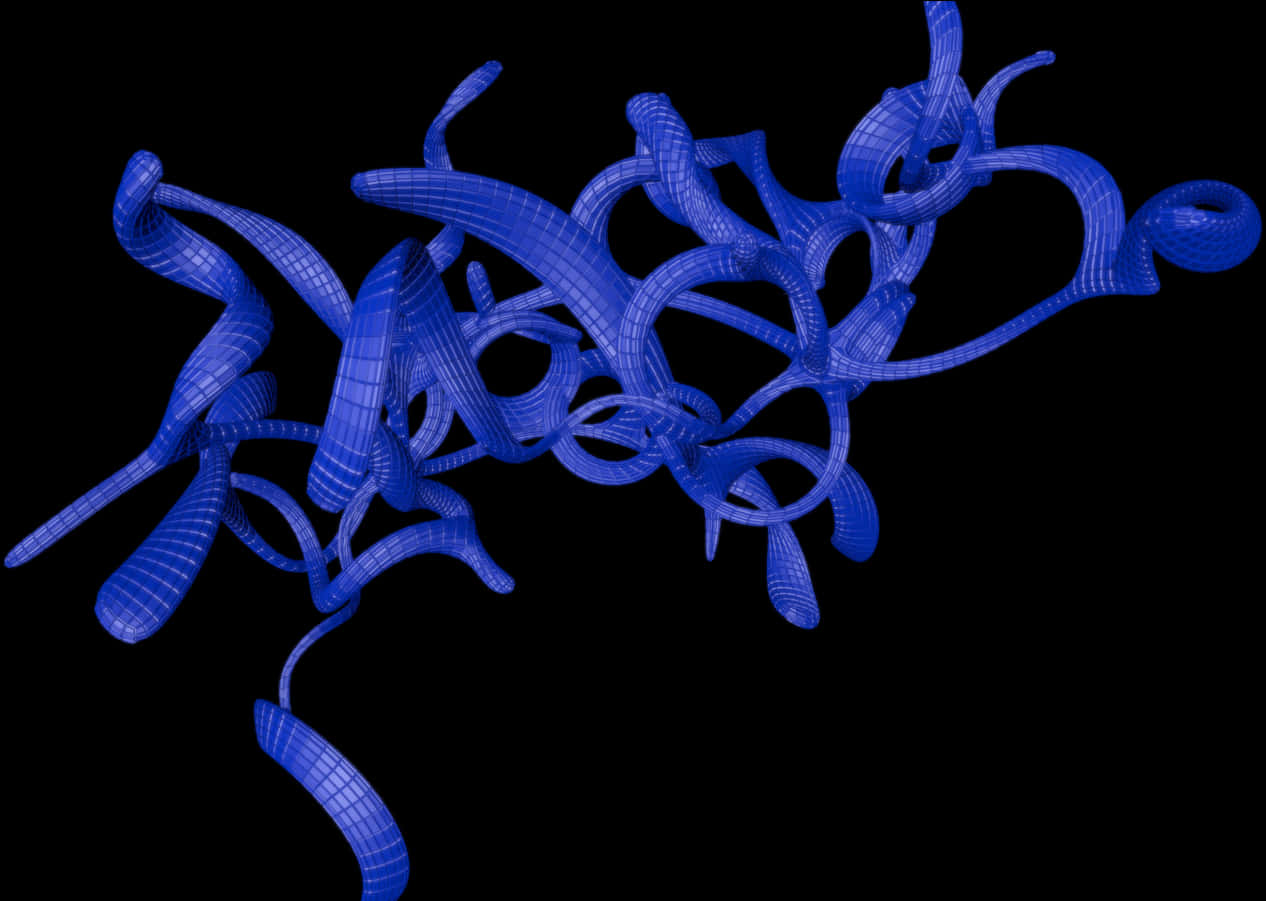 A Blue Wireframe Object With Black Background