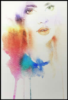 A Watercolor Painting Of A Woman's Face