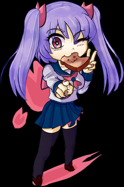 A Cartoon Of A Girl With Purple Hair And Wings
