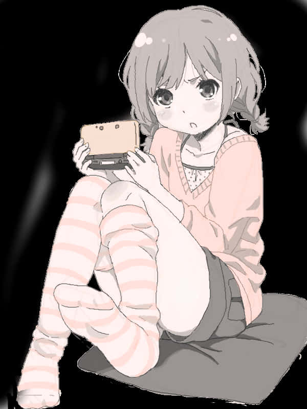 Transparent Anime Girl Sitting Png - Kawaii Adorable Cute Anime Girl, Png Download