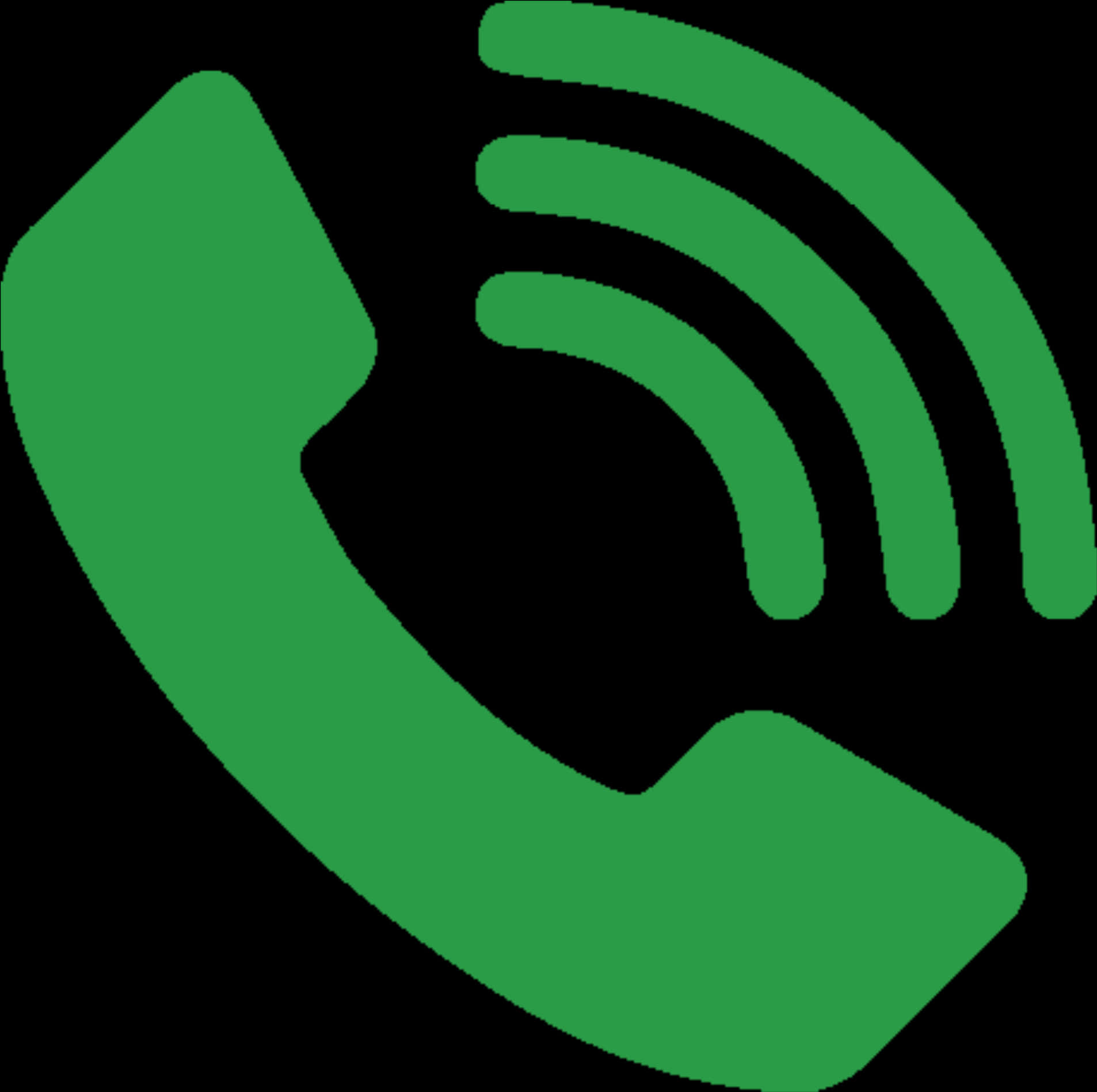 A Green Phone Receiver With Waves Coming Out Of It