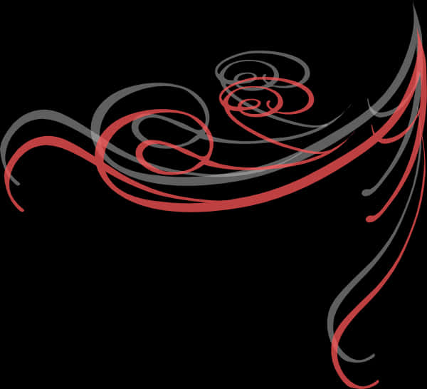 A Red And Grey Swirls On A Black Background