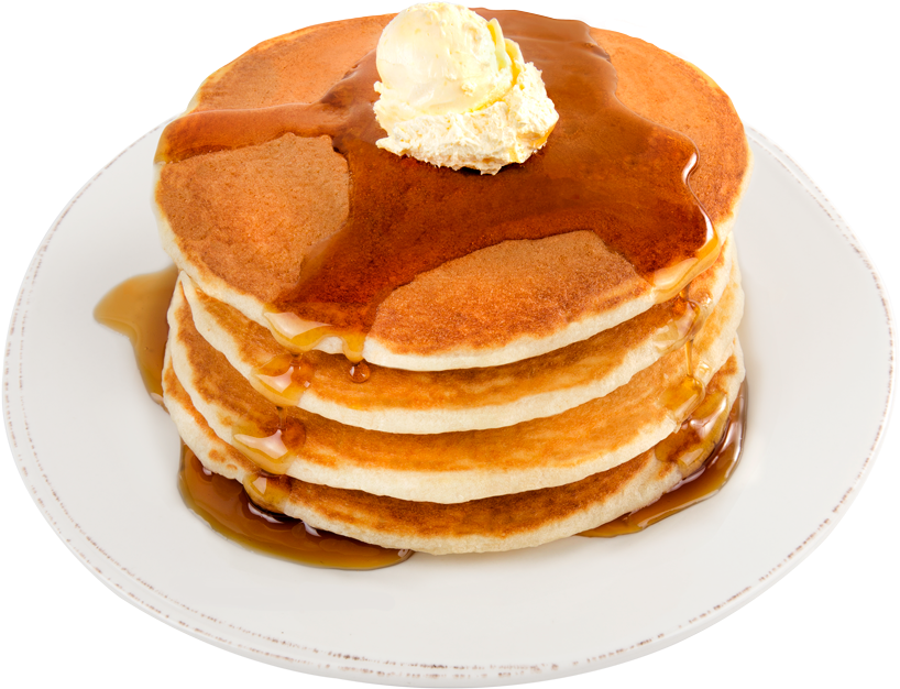 A Stack Of Pancakes With Butter And Syrup On Top